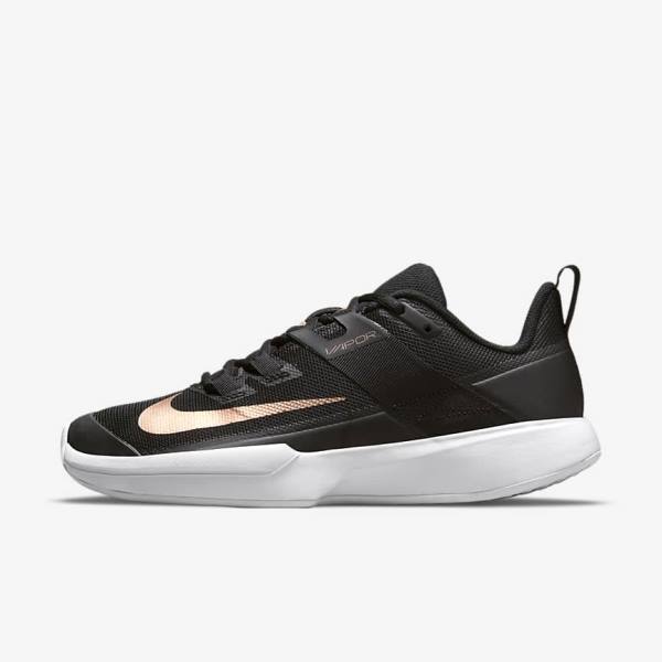 Zapatillas Tenis Nike NikeCourt Vapor Lite Hard-Court Mujer Negras Blancas Metal Rojas Marrones | NK395HYW