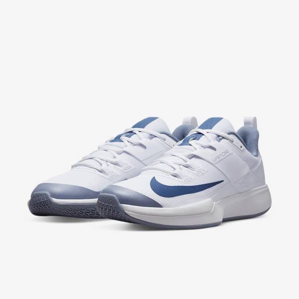 Zapatillas Tenis Nike NikeCourt Vapor Lite Hard Court Hombre Blancas Azul Marino | NK591VNG