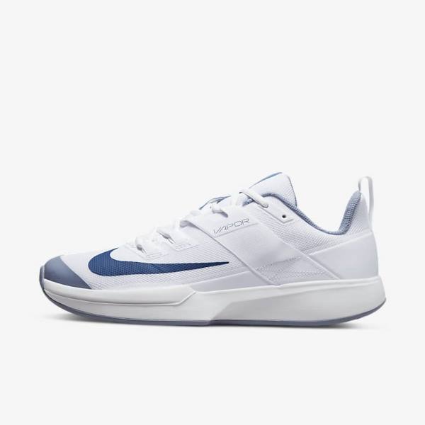 Zapatillas Tenis Nike NikeCourt Vapor Lite Hard Court Hombre Blancas Azul Marino | NK591VNG