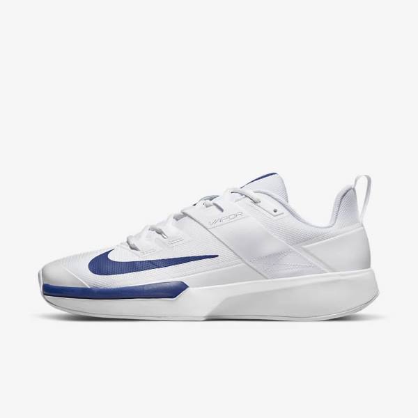 Zapatillas Tenis Nike NikeCourt Vapor Lite Clay Court Hombre Blancas Azul Real Azules | NK715SOL