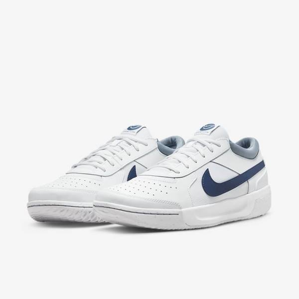 Zapatillas Tenis Nike NikeCourt Zoom Lite 3 Hard Court Hombre Blancas Azul Marino | NK258SIK