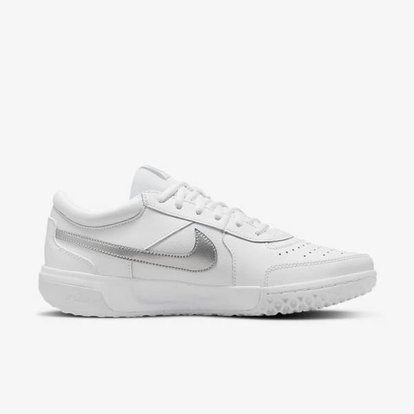 Zapatillas Tenis Nike NikeCourt Zoom Lite 3 Mujer Blancas Metal Plateadas | NK863RVQ