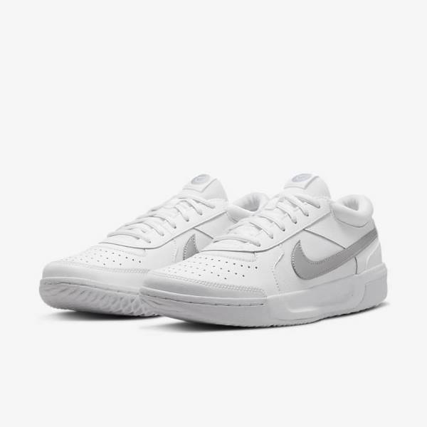 Zapatillas Tenis Nike NikeCourt Zoom Lite 3 Mujer Blancas Metal Plateadas | NK863RVQ