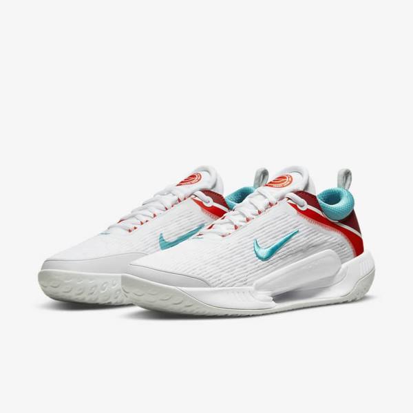 Zapatillas Tenis Nike NikeCourt Zoom NXT Hard Court Hombre Blancas Plateadas Claro Rojas Turquesa | NK683NHK