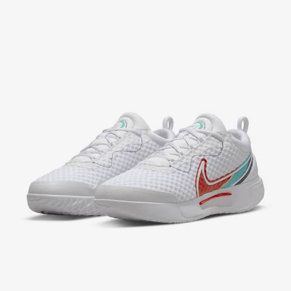 Zapatillas Tenis Nike NikeCourt Zoom Pro Hard Court Mujer Blancas Rojas Burdeos Turquesa | NK594NDS