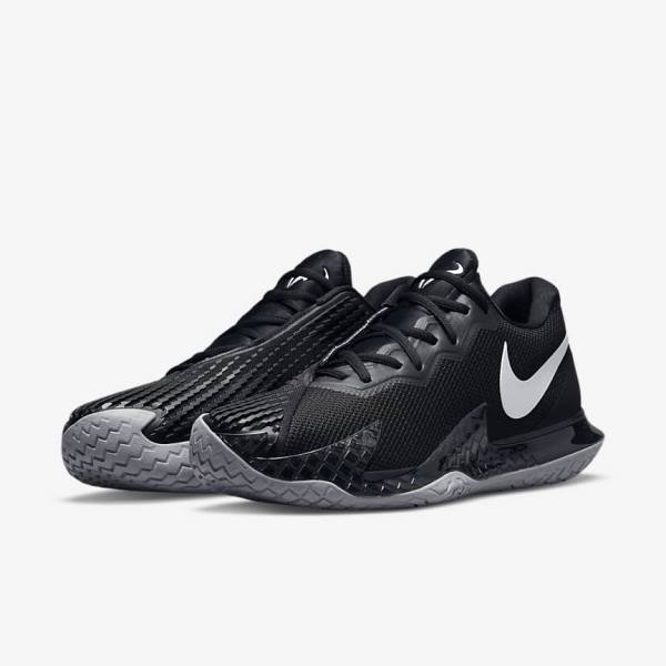 Zapatillas Tenis Nike NikeCourt Zoom Vapor Cage 4 Rafa Hard Court Hombre Negras Metal Plateadas | NK671ZPM