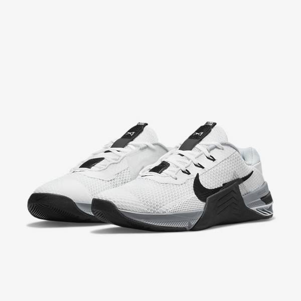 Zapatillas Training Nike Metcon 7 Mujer Blancas Gris Plateadas Negras | NK452JBG