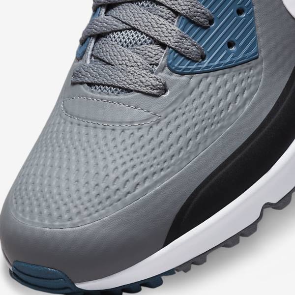 Zapatos De Golf Nike Air Max 90 G Hombre Gris Negras Blancas | NK594QKI