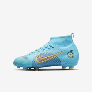 Botas de fútbol Nike Jr. Mercurial Superfly 8 Pro FG Younger and Older Firm-Grounds Niños Azules Naranjas | NK365IPL