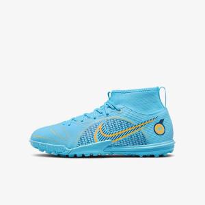 Botas de fútbol Nike Jr. Mercurial Superfly 8 Academy TF Older Turf Niños Azules Naranjas | NK571SEI