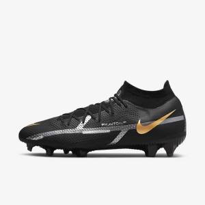 Botas de fútbol Nike Phantom GT2 Pro Dynamic Fit FG Firm-Ground Hombre Negras Metal Doradas Metal Plateadas Metal Gris Oscuro | NK806IJQ