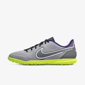 Botas de fútbol Nike Tiempo Legend 9 Club TF Turf Mujer Gris Claro Blancas | NK359CTB