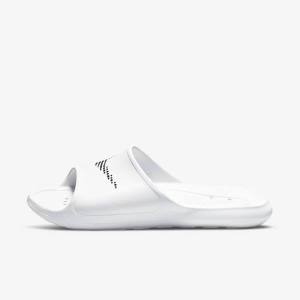 Chanclas Nike Victori One Shower Hombre Blancas Negras | NK206LWX