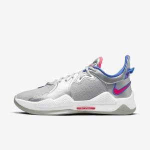 Zapatillas Baloncesto Nike PG 5 Mujer Metal Plateadas Azul Real Rojas | NK416JDO