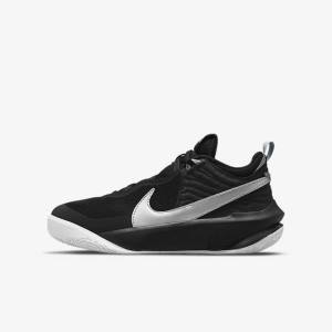 Zapatillas Baloncesto Nike Team Hustle D 10 Older Niños Negras Blancas Metal Plateadas | NK561TQJ