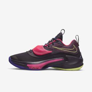 Zapatillas Baloncesto Nike Zoom Freak 3 Mujer Moradas Rosas Moradas Limón Claro | NK569KAB