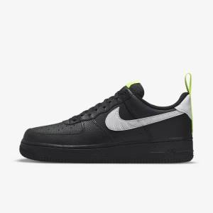 Zapatillas Nike Air Force 1 Hombre Negras Plateadas Blancas | NK172VRK