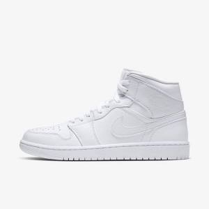 Zapatillas Nike Air Jordan 1 Mid Hombre Blancas | NK396DCQ