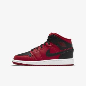 Zapatillas Nike Air Jordan 1 Mid Older Niños Rojas Blancas Negras | NK789GXC