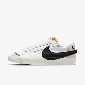 Zapatillas Nike Blazer Low 77 Jumbo Mujer Blancas Negras | NK362RIY