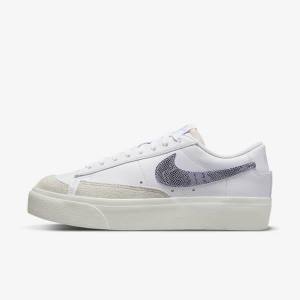 Zapatillas Nike Blazer Low Plataforma Mujer Blancas Azules Claro | NK584QEM