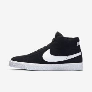 Zapatillas Nike SB Zoom Blazer Mid Hombre Negras Blancas | NK832VPA