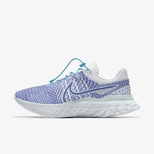 Zapatillas Running Nike React Infinity Run 3 By You Custom Carretera Mujer Blancas Azules Blancas | NK024YMW