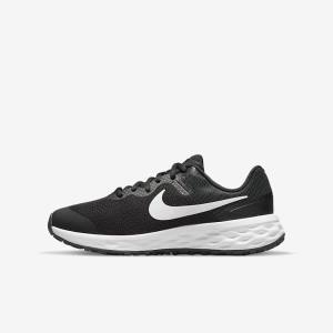 Zapatillas Running Nike Revolution 6 Older Carretera Niños Negras Gris Oscuro Blancas | NK253WOS