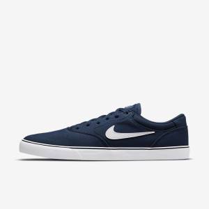 Zapatillas Skate Nike SB Chron 2 Lona Hombre Azul Marino Azul Marino Negras Blancas | NK875ARZ