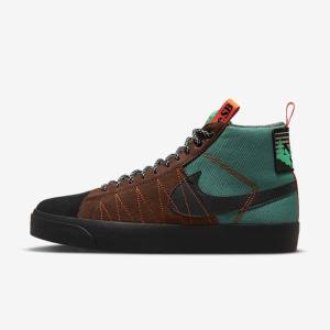 Zapatillas Skate Nike SB Zoom Blazer Mid Premium Mujer Verde Blancas Naranjas Negras | NK937JAE