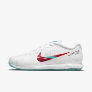 Zapatillas Tenis Nike NikeCourt Air Zoom Vapor Pro Hard-Court Mujer Blancas Rojas Burdeos Turquesa | NK510TFA