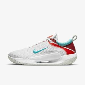 Zapatillas Tenis Nike NikeCourt Zoom NXT Hard Court Hombre Blancas Plateadas Claro Rojas Turquesa | NK683NHK