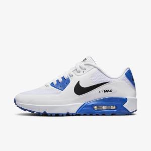 Zapatos De Golf Nike Air Max 90 G Mujer Blancas Azules Plateadas Negras | NK241RGF